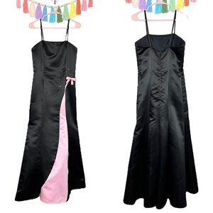 Vintage Gunne Sax Jessica McClintock Black Pink Formal Prom Mermaid Dress